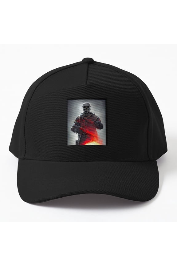 Soldier Skull Face Baseball Hat, Gamer Clothing Character Graphic Design, Classic Cap