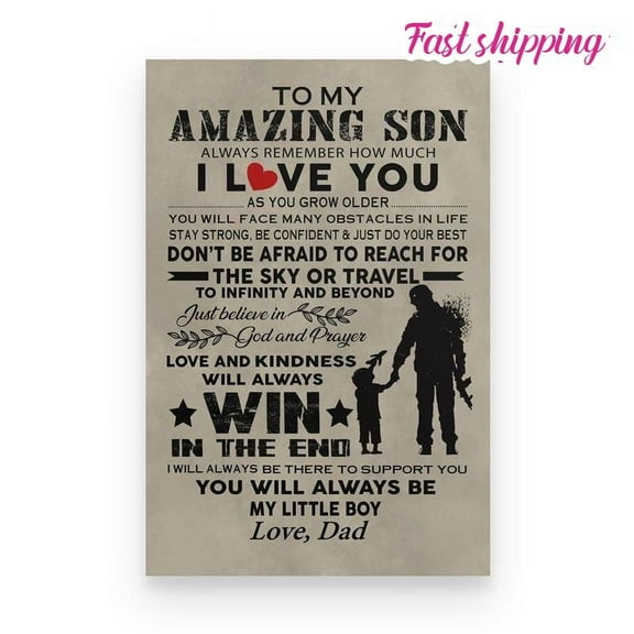 Soldier To My Amazing Son You Will Always Be My Little Boy Poster Wall Art Vertical 11 x 17 Inch Poster
