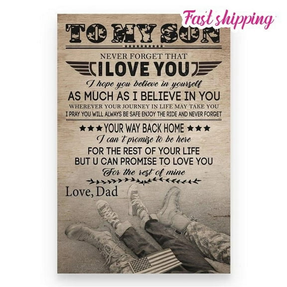 Soldier To My Son Your Way Back Home Poster Wall Art Vertical 11 x 17 Inch Poster