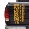 thumbnail image 1 of Soldier Veteran Enlisted Man Retired Fighter Army  Distressed American US USA Flag Truck Tailgate Vinyl Decal fits Most Pickup Trucks Military Sticker (11" x 20", Imitation Gold), 1 of 8