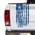 thumbnail image 1 of Soldier Veteran Enlisted Man Retired Fighter U.S. Army USAF USMC Distressed American US USA Flag Truck Tailgate Vinyl Decal fits Most Pickup Trucks Military Sticker (11" x 20", Blue), 1 of 8