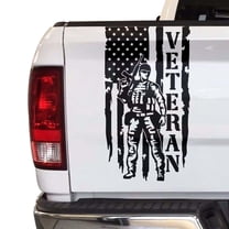 Soldier Veteran Enlisted Man Retired Fighter U.S. Army USAF USMC Distressed American USA US Flag Truck Tailgate Vinyl Decal Fits Most Pickup Trucks - Military Sticker (11" x 20", Black)