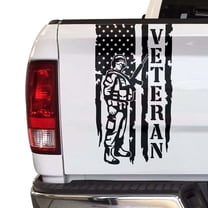 Soldier Veteran Enlisted Man Retired U.S. Army USAF USMC Distressed American US USA Flag Truck Tailgate Vinyl Decal fits Most Pickup Trucks Military Sticker (11" x 20", Black)