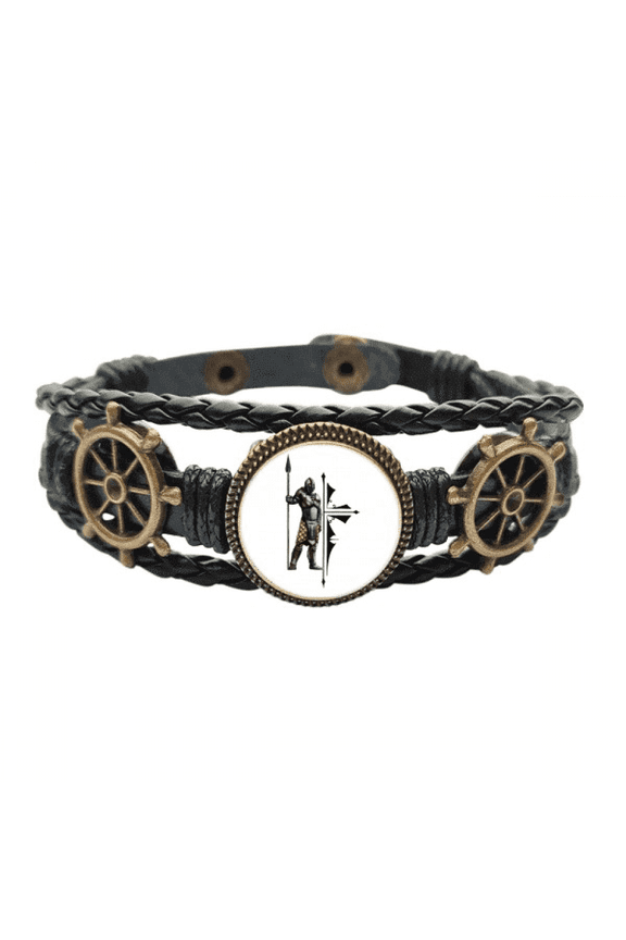 Soldier Weapons Guard Shelf Leather Braided Ocean Bracelet Wristband