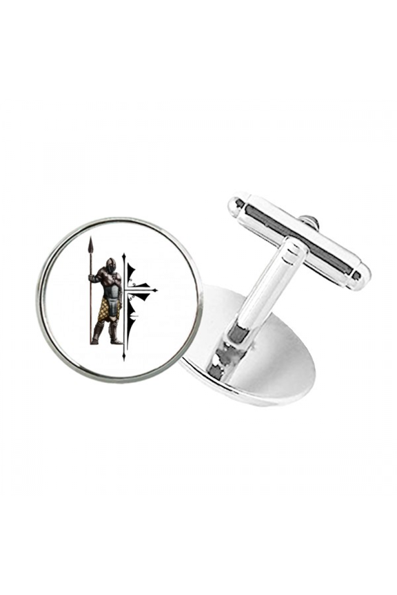 Soldier Weapons Guard Shelf Round Button Cuff Clip Stud Cufflinks
