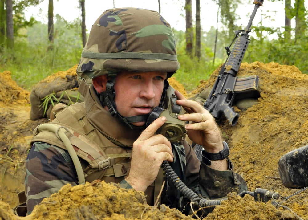 Soldier using a TA-1 sound powered phone in the field Canvas Art - Stocktrek Images (34 x 24)
