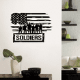 thumbnail image 1 of Soldiers - American Flag U.S. Army Military Soldiers Silhouette Soldier Army Troops Vinyl Wall Art Decal Sticker Decoration Boys Girls Home Room Bedroom Play Area Living Room Decor Size (22x30 inch), 1 of 3