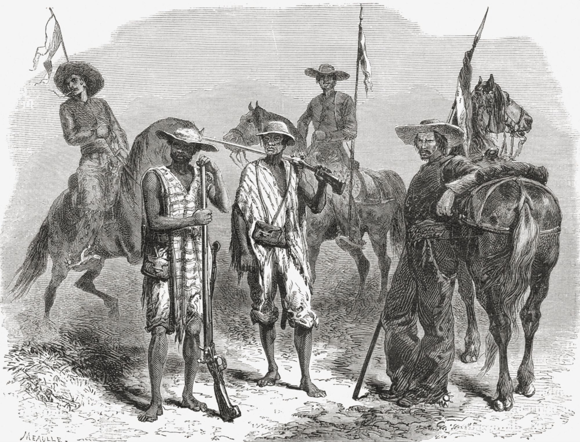 Soldiers From Cauca Colombia South America In The 19Th Century From El Mundo En La Mano Published 1875 Canvas Art - Ken Welsh Design Pics (16 x 12)