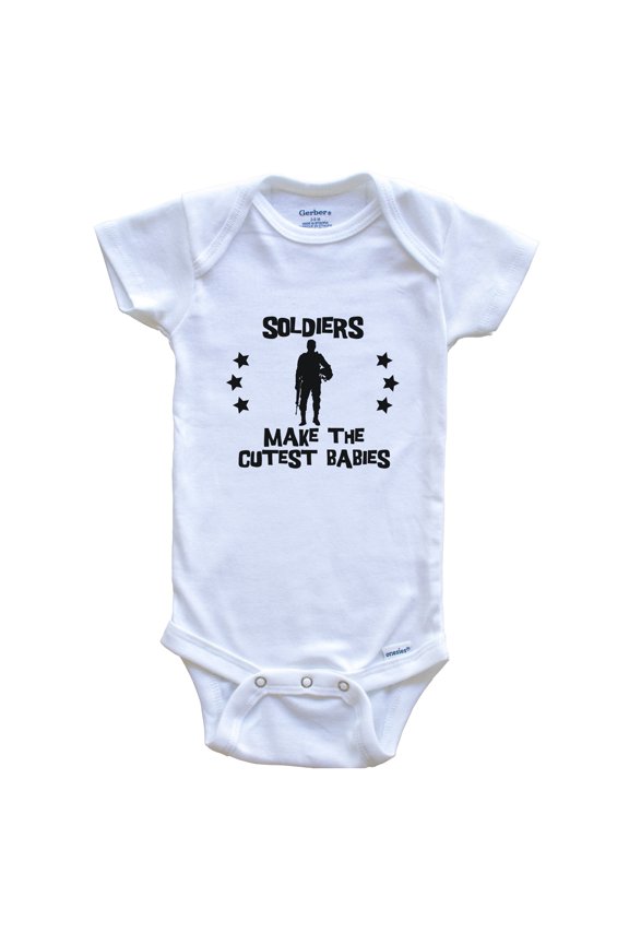 Soldiers Make the Cutest Babies Funny Soldier Baby Bodysuit, 0-3 months white