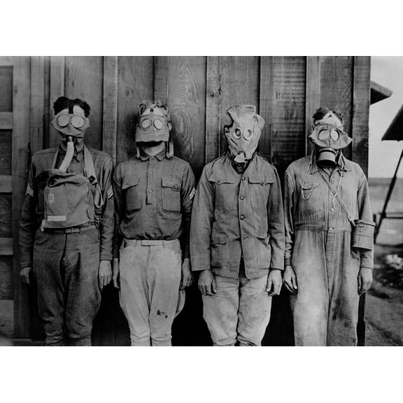 Soldiers Wearing Ww1 Gas Masks. L-R American History (36 x 24)