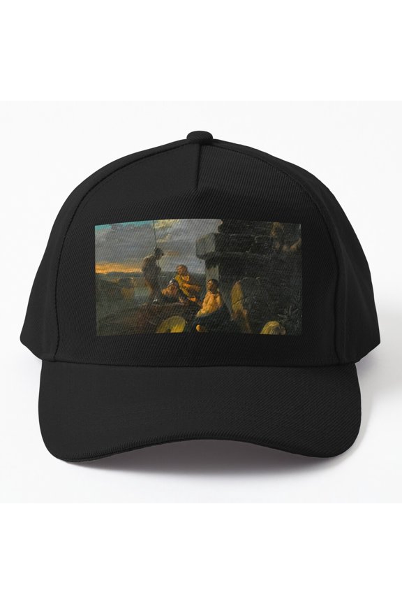 Soldiers by Roman Ruins Baseball Cap, Historical Military Conversation Graphic Design, Classic Hat