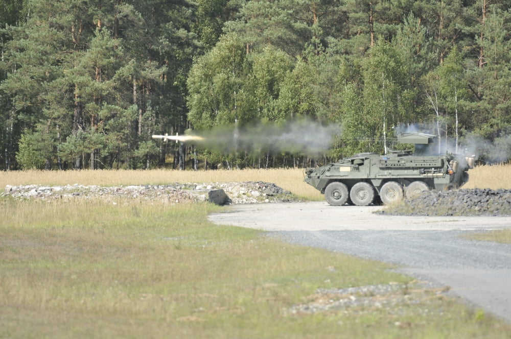 Soldiers fire a TOW missile at Grafenwoehr training area Canvas Art - Stocktrek Images (35 x 23)