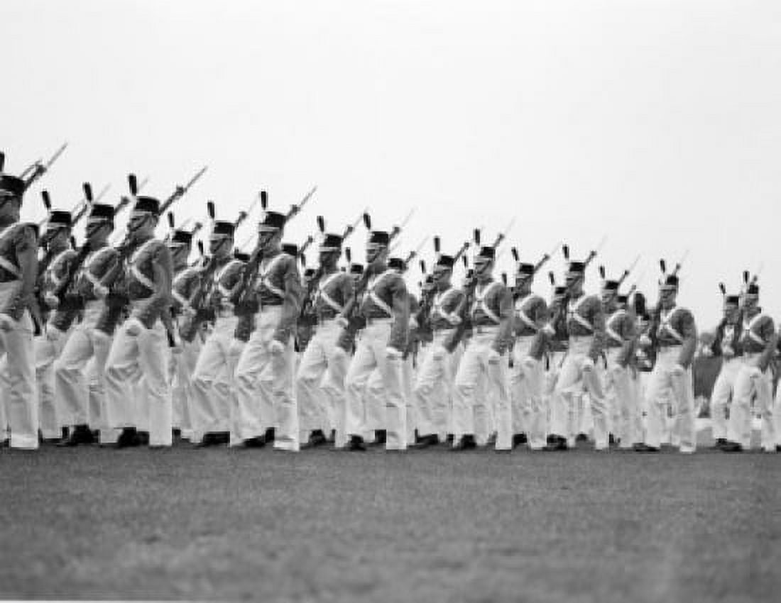 Soldiers marching in parade formation Canvas Art - (18 x 24)