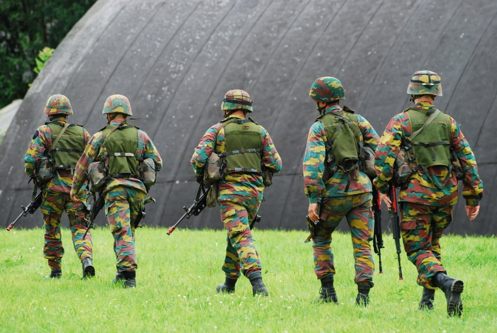 Soldiers of the Belgian Army during a MOUT training Canvas Art - Luc De JaegerStocktrek Images (18 x 12)