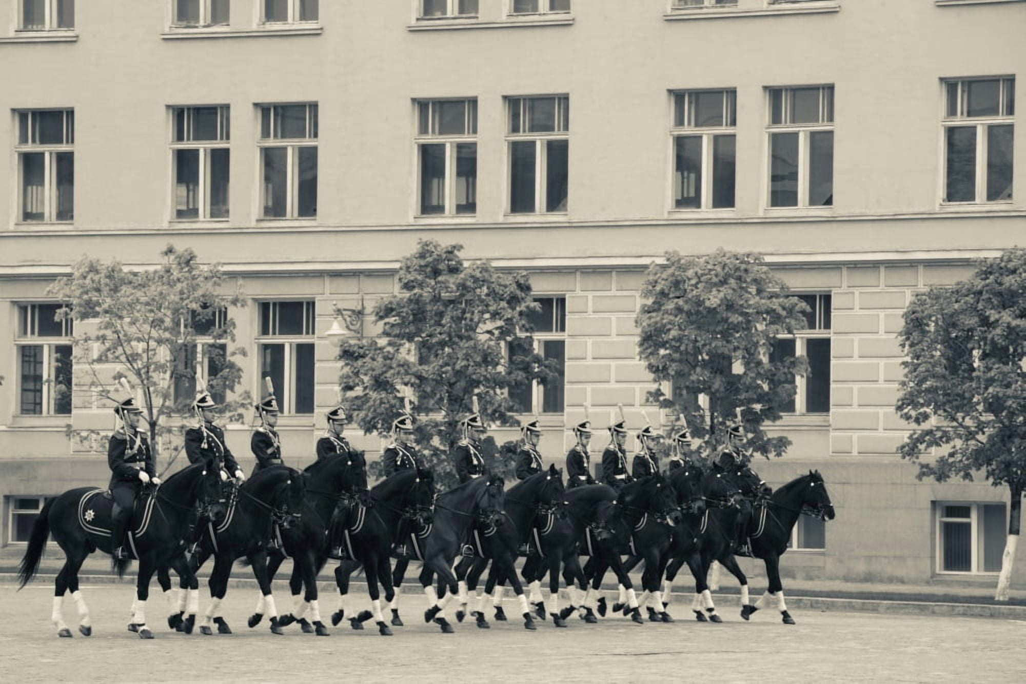 Soldiers of the Presidential Regimental Cavalry Kremlin Moscow Russia Canvas Art - Panoramic Images (36 x 12)