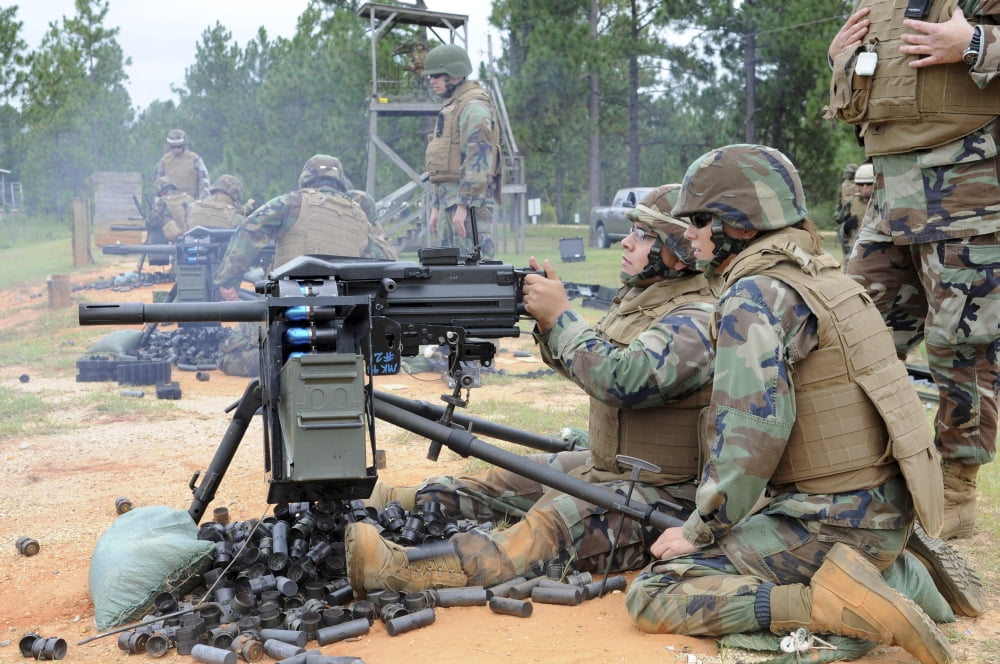 Soldiers operate a MK-19 grenade launcher Canvas Art - Stocktrek Images (35 x 23)