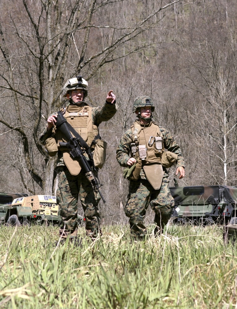 Soldiers perform a site survey in Camp Dawson West Virginia Canvas Art - Stocktrek Images (25 x 32)