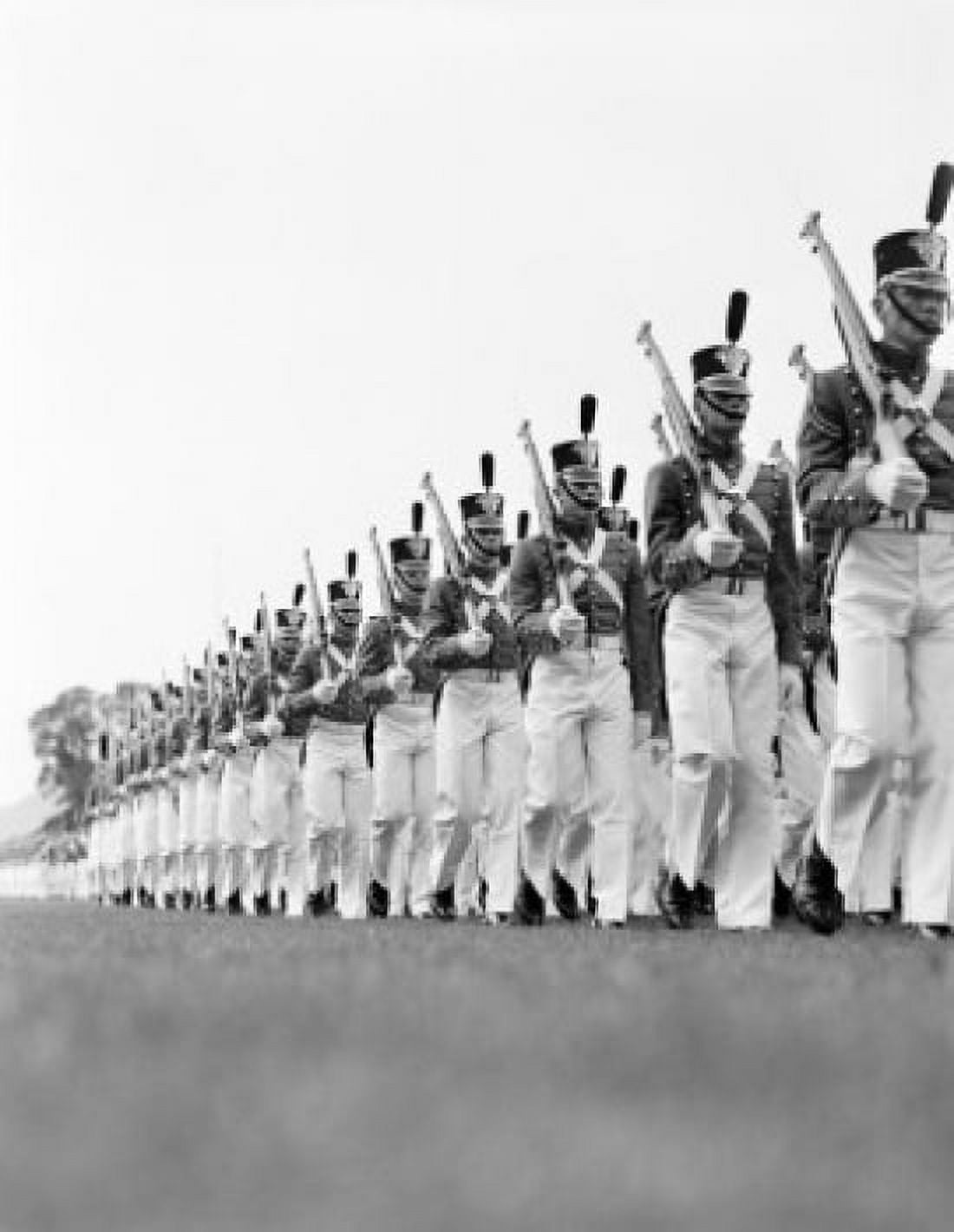 Soldierswearing military uniforms marching in parade formation Canvas Art - (18 x 24)