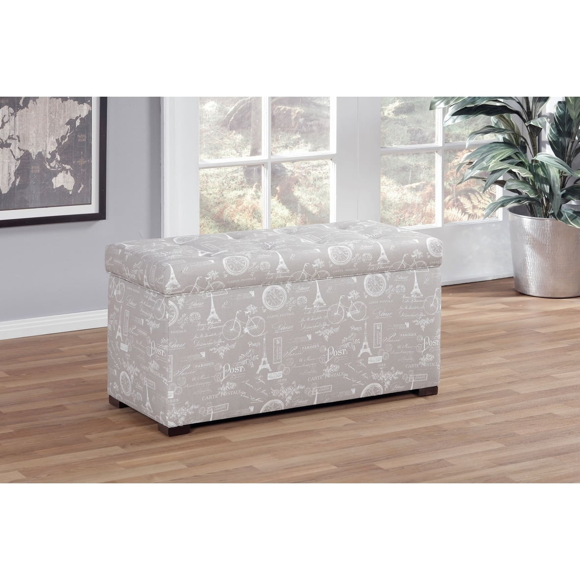 Sole Designs Angela by Upholstered Storage Ottoman Bench ParisEcru ...