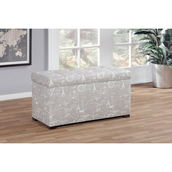 Sole Designs Angela by Upholstered Storage Ottoman Bench ParisEcru