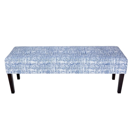 Sole Designs Kaya Sediment Trim Upholstered Classic Long Bench - Espresso Legs blue / off-white