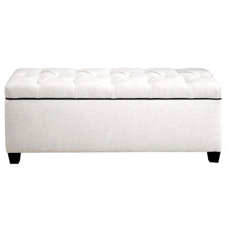 Sole Designs Sole Secret Loft Magnolia Fabric Shoe Storage Bench with Espresso Legs Off-White Large Large