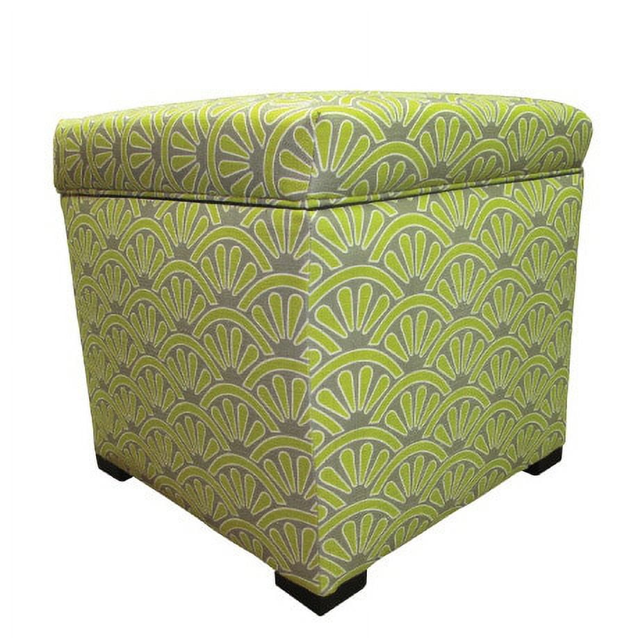 Green Square Upholstered Storage Ottoman with Engineered Wood Frame
