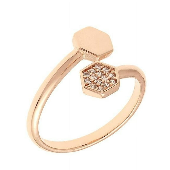 Sole Du Soleil SDS10830R5 Daffodil Collection Womens 18k Rose Gold Plated Geometric Bypass Fashion Ring - Size 5