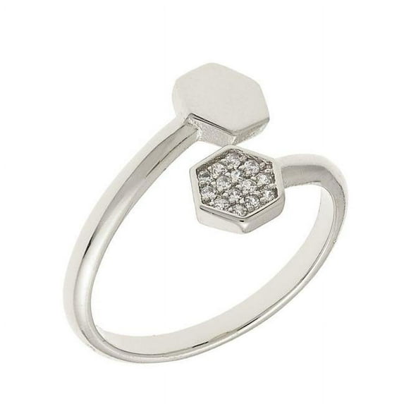 Sole Du Soleil SDS10832R7 Daffodil Collection Womens 18k White Gold Plated Geometric Bypass Fashion Ring - Size 7