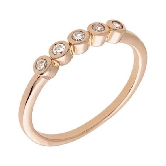 Sole Du Soleil SDS10847R5 Marigold Collection Womens 18k Rose Gold Plated Stackable Bezel Fashion Ring - Size 5