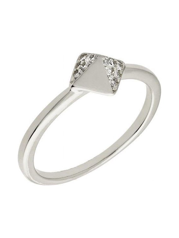SDS10850R6 Lupine Collection Womens 18k White Gold Plated Stackable Pyramid Fashion Ring - Size 6