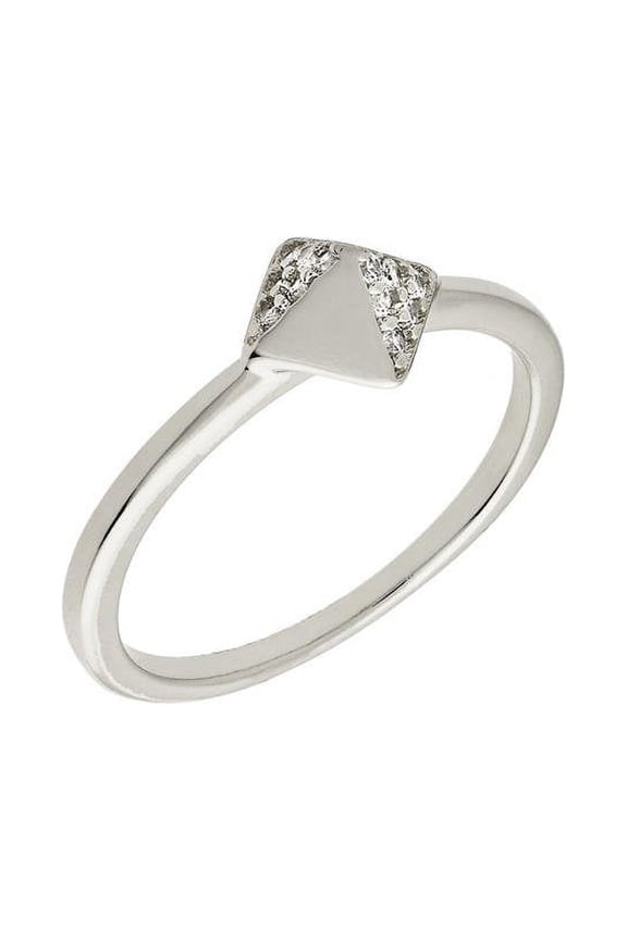 SDS10850R6 Lupine Collection Womens 18k White Gold Plated Stackable Pyramid Fashion Ring - Size 6