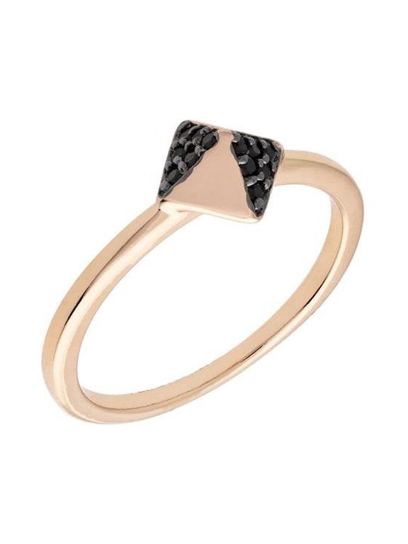 SDS10851R6 Lupine Collection Womens 18k Rose Gold Plated Black Stackable Pyramid Fashion Ring - Size 6