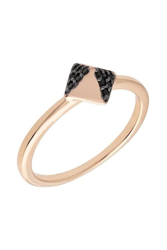 SDS10851R6 Lupine Collection Womens 18k Rose Gold Plated Black Stackable Pyramid Fashion Ring - Size 6