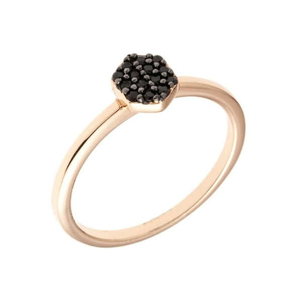 Sole Du Soleil SDS10855R5 Daffodil Collection Womens 18k Rose Gold Plated Black Stackable Fashion Ring - Size 5