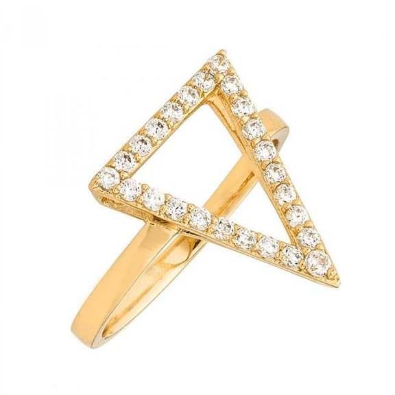 Sole Du Soleil SDS20181R7 Lupine Collection Womens 18k Yellow Gold Plated Triangle Fashion Ring - Size 7