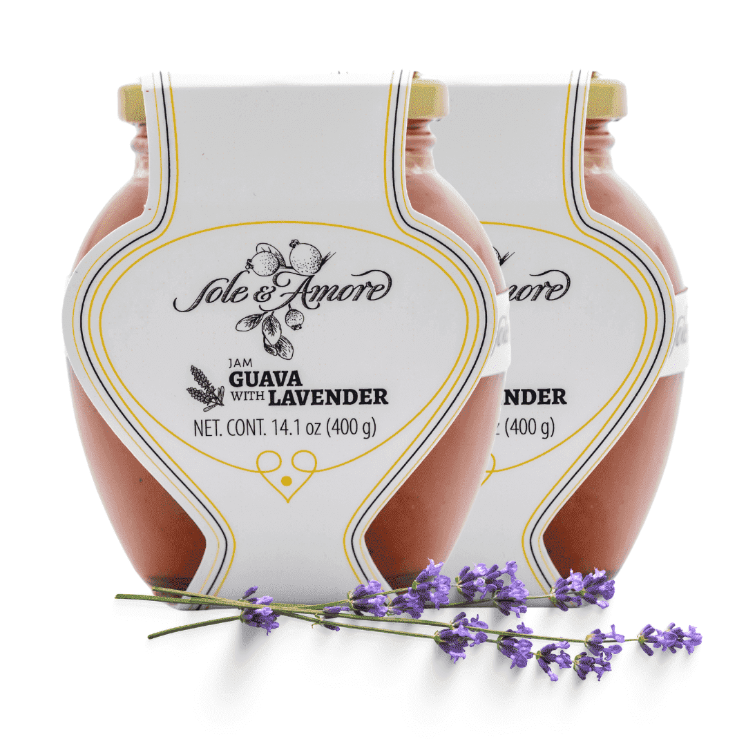 Sole E Amore - Gourmet Guava Jam 14 oz - Fruit Preserves - Mermelada de Guayaba - Fruit Spread Perfect for Toast, Bagels, and More (2 Pack, Lavander)