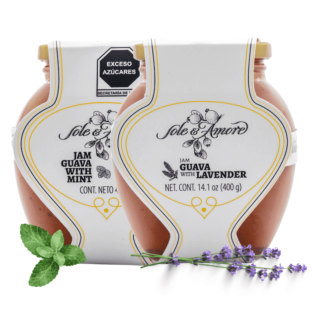 Sole E Amore - Gourmet Guava Jam 14 oz - Fruit Preserves - Mermelada de Guayaba - Fruit Spread Perfect for Toast, Bagels, and More (2 Pack, Mixed)