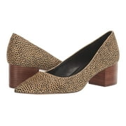 SOLE SOCIETY Cheetah Slip On Low Block Heel Pump Black Tan (BLACK/TAN, 6)
