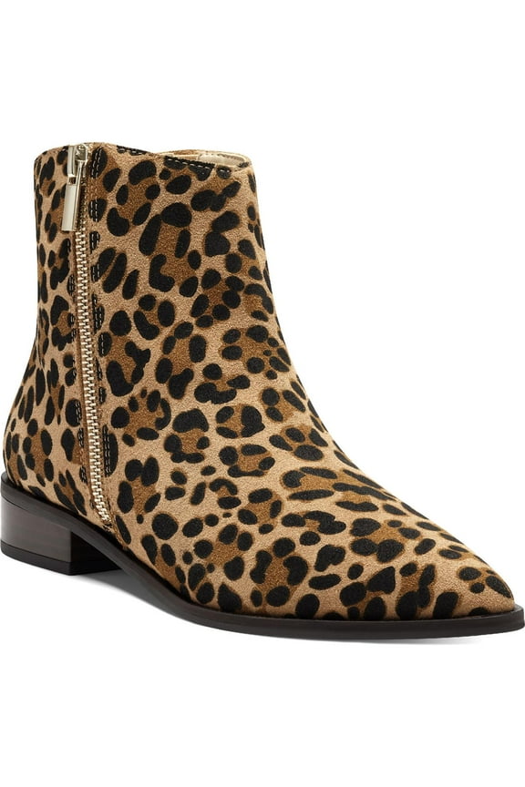 Women's Cadyna Suede Stacked Heel Ankle Bootie Tan Size 7