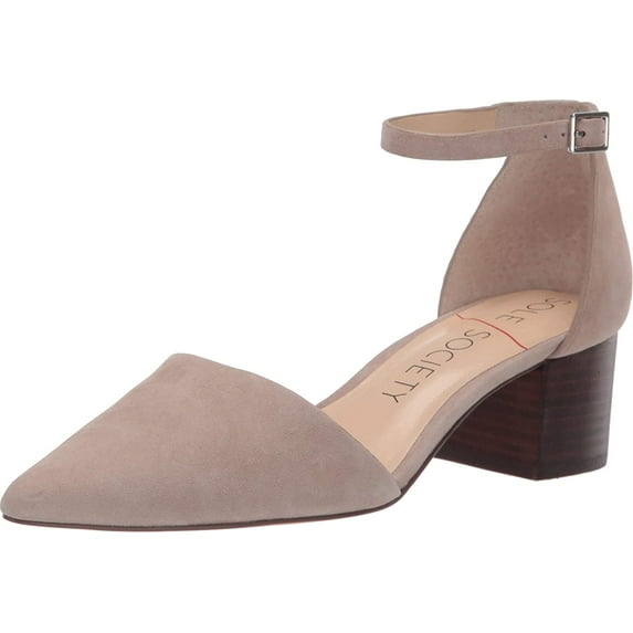 Sole Society Women's KATARINA Ankle Strap Stacked Heel Pumps Shoes TAUPE (TAUPE, 7.5)