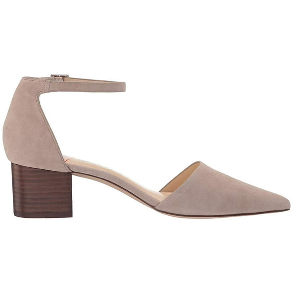 Sole Society Women's KATARINA Ankle Strap Stacked Heel Pumps Shoes TAUPE (TAUPE, 8.5)