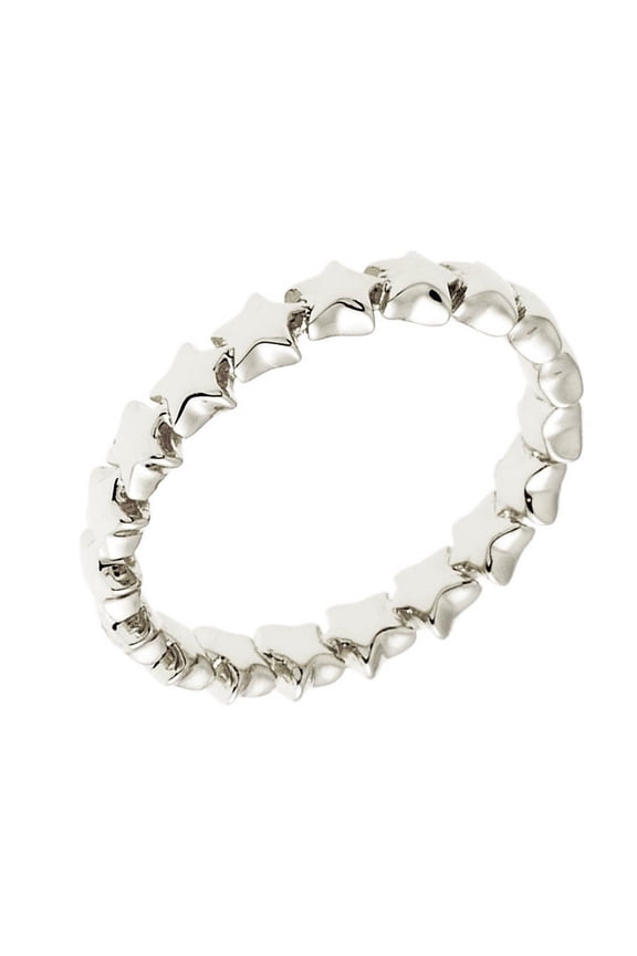 18k White Gold Plated Stackable Star Fashion Ring