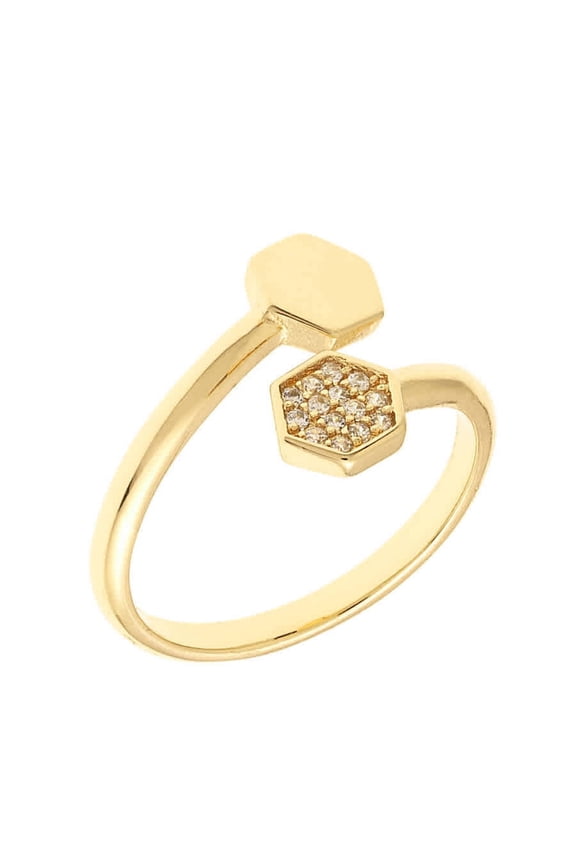 Daffodil Collection Women's 18k YG Plated Geometric Bypass Fashion Ring Size 8