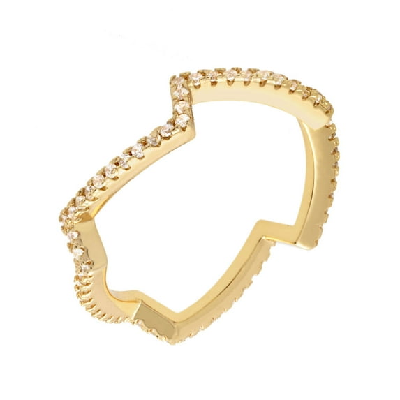 Sole du Soleil Petunia Collection Women's 18k YG Plated Zig Zag Fashion Ring Size 8