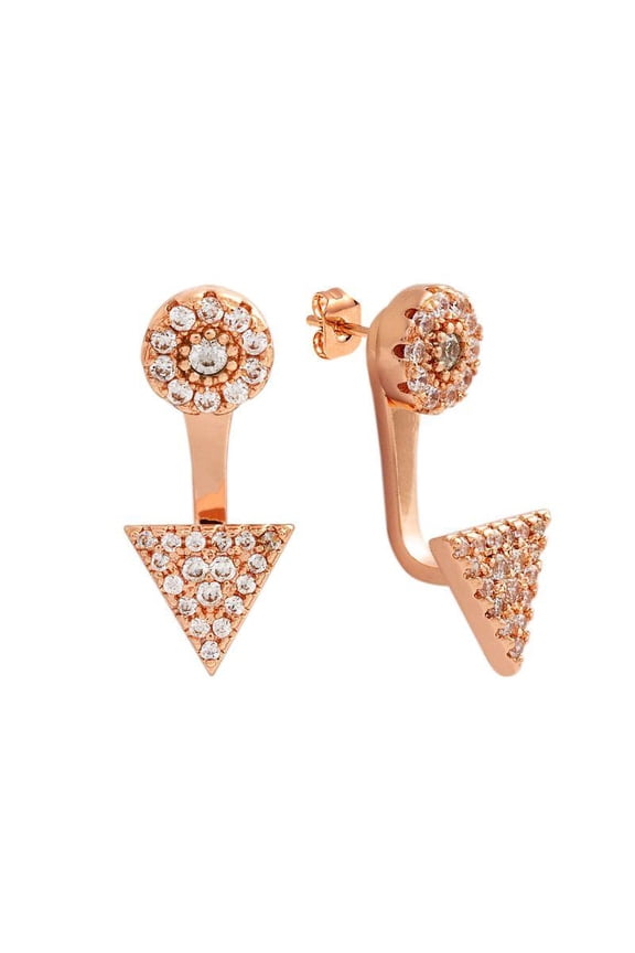 Women's 18K Gold Plated Circle Triangle Ear Jacket Earrings