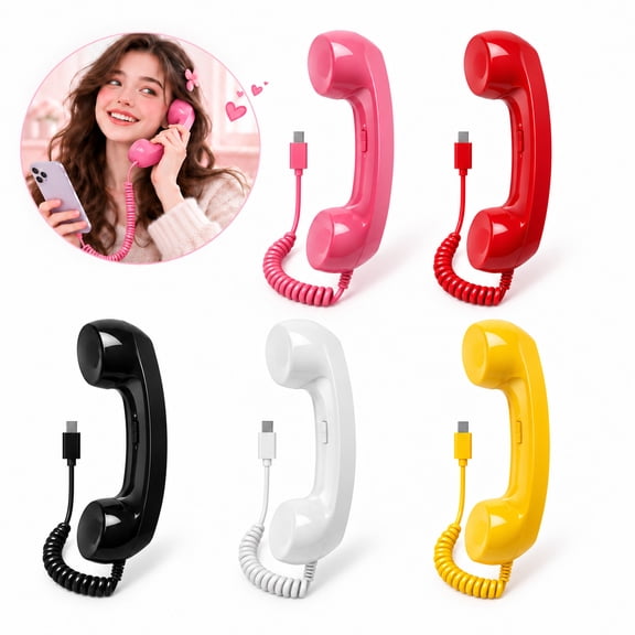 SoleJoy Type-C Retro Phone Receiver Wired Vintage Handset One-Touch Call Volume Control