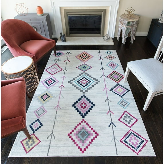 Soleil BR15A Native Ivory Tribal Moroccan ivory Area Rug, 2'x8'