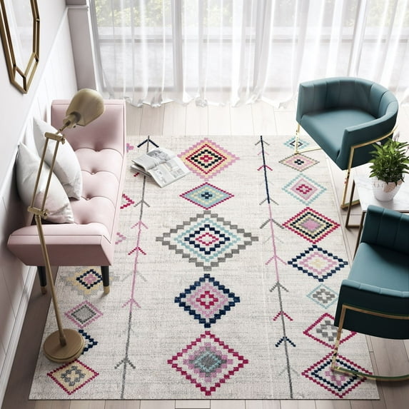 Soleil BR15A Native Ivory Tribal Moroccan ivory Area Rug, 4'x6'