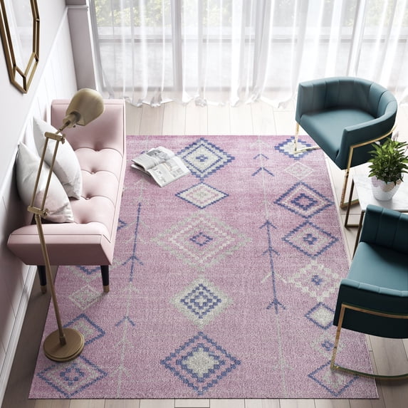 Soleil BR15C Native Pink Tribal Moroccan pink Area Rug, 2'x4'